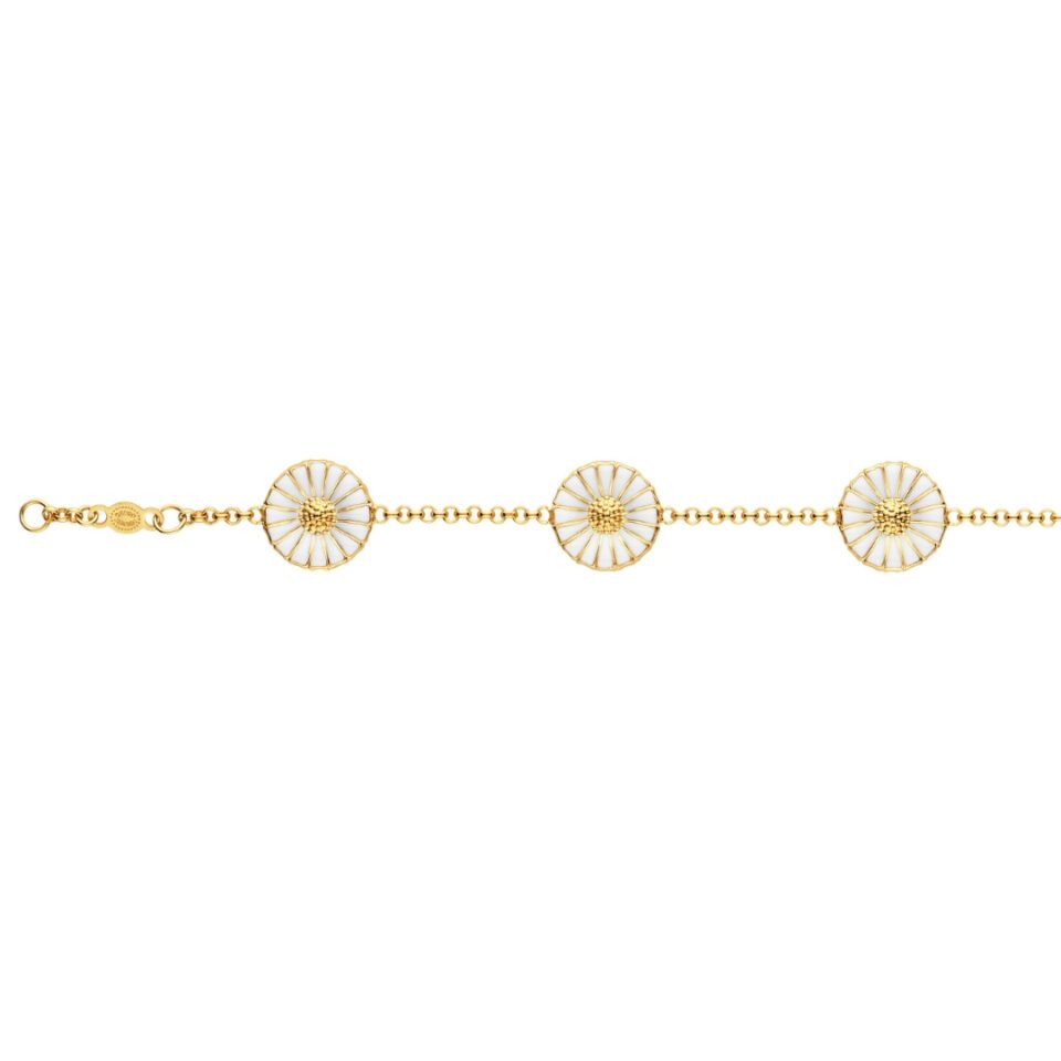 GEORG JENSEN - ARMBÅND, DAISY FORGYLT SØLV MED HVIT EMALJE - DETALJER