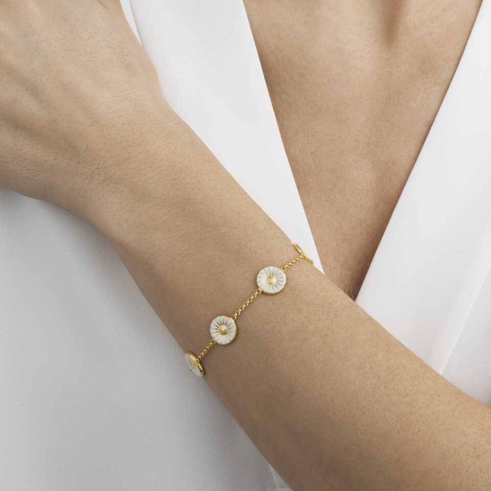 GEORG JENSEN - ARMBÅND, DAISY FORGYLT SØLV MED HVIT EMALJE - STYLING