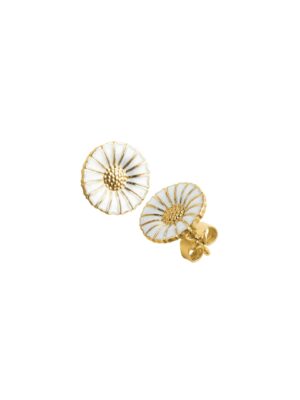 GEORG JENSEN - ØREDOBBER, DAISY FORGYLT SØLV MED HVIT EMALJE