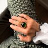 Ring, Snakes liten Grønn Turmalin og Diamanter 0,04 ct TW.VS.