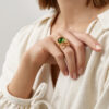 Ring, Snakes liten Grønn Turmalin og Diamanter 0,04 ct TW.VS.