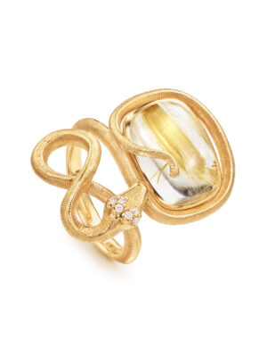 Ring, Snakes liten Rutilkvarts og Diamanter 0,04 ct TW.VS.