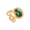 Ring, Snakes liten Malakitt og Diamanter 0,04 ct TW.VS.