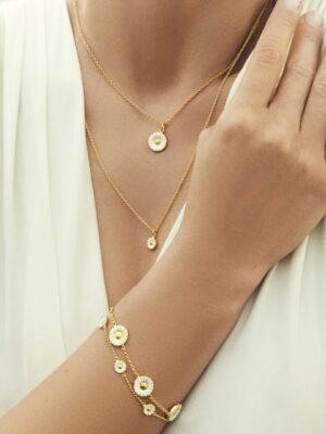 GEORG JENSEN - ARMBÅND, DAISY FORGYLT SØLV MED HVIT EMALJE - STYLING