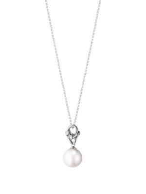 GEORG JENSEN - HALSKJEDE, MAGIC ANHENG MED PERLE OG DIAMANTER 0,04 CT. HVITT GULL