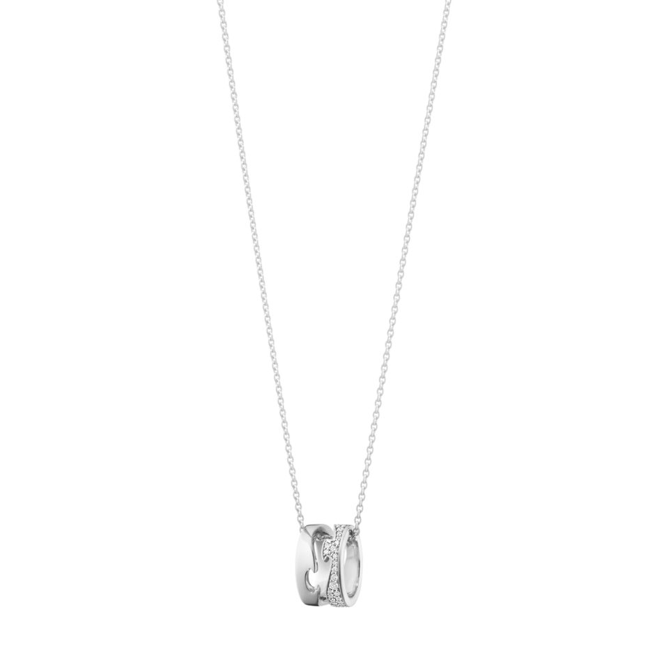 GEORG JENSEN - HALSKJEDE, FUSION ANHENG ÅPEN PAVÉ 0,22 CT. HVITT GULL