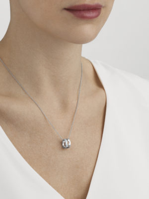 GEORG JENSEN - HALSKJEDE, FUSION ANHENG ÅPEN PAVÉ 0,22 CT. HVITT GULL - STYLING