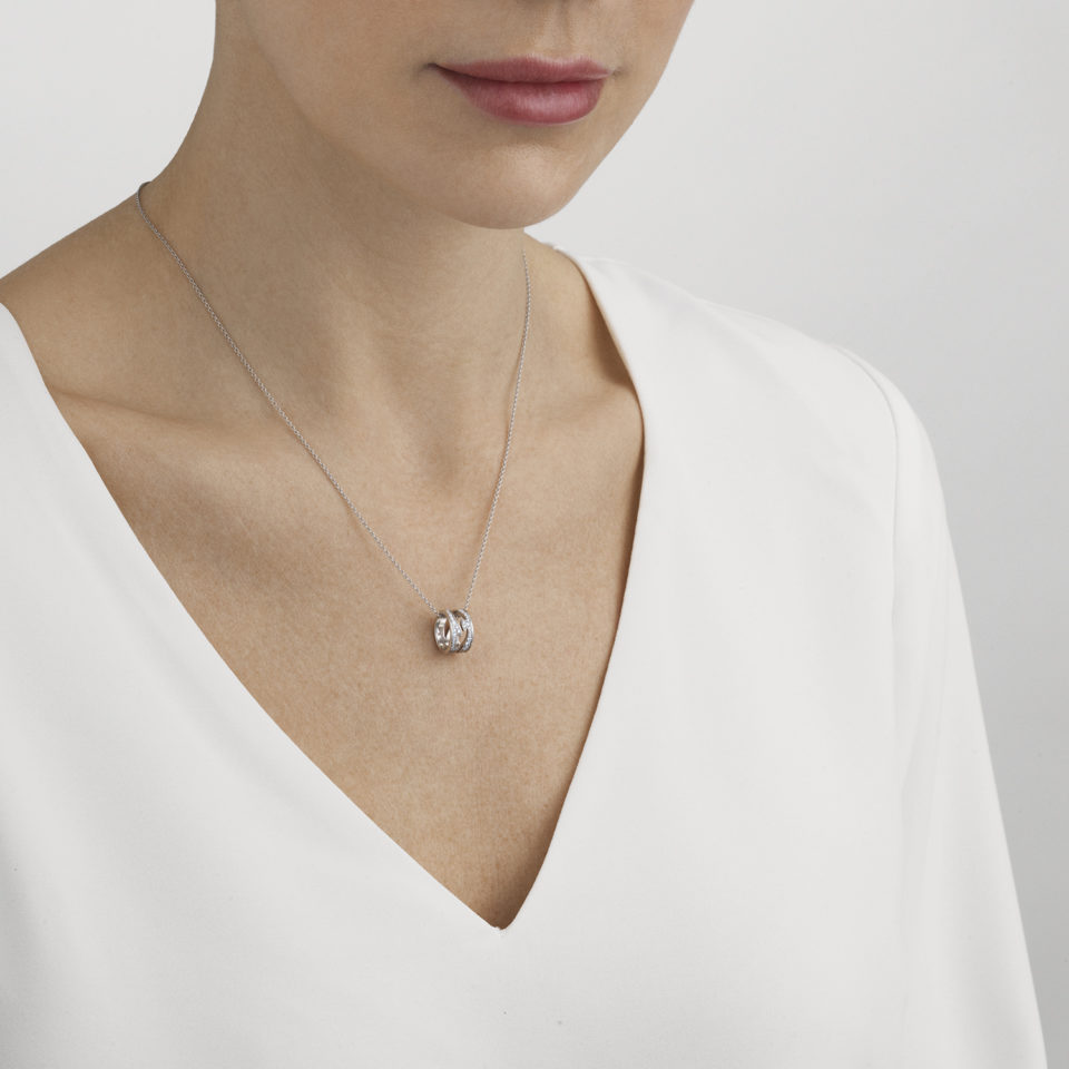 GEORG JENSEN - HALSKJEDE, FUSION ANHENG PAVÉ 0,43 CT. HVITT GULL - STYLING
