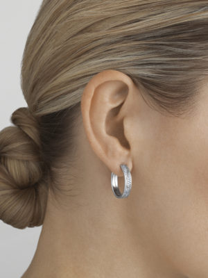 GEORG JENSEN - ØREDOBBER, FUSION HOOPS STORE PAVÉ 0,54 CT. HVITT GULL - STYLING