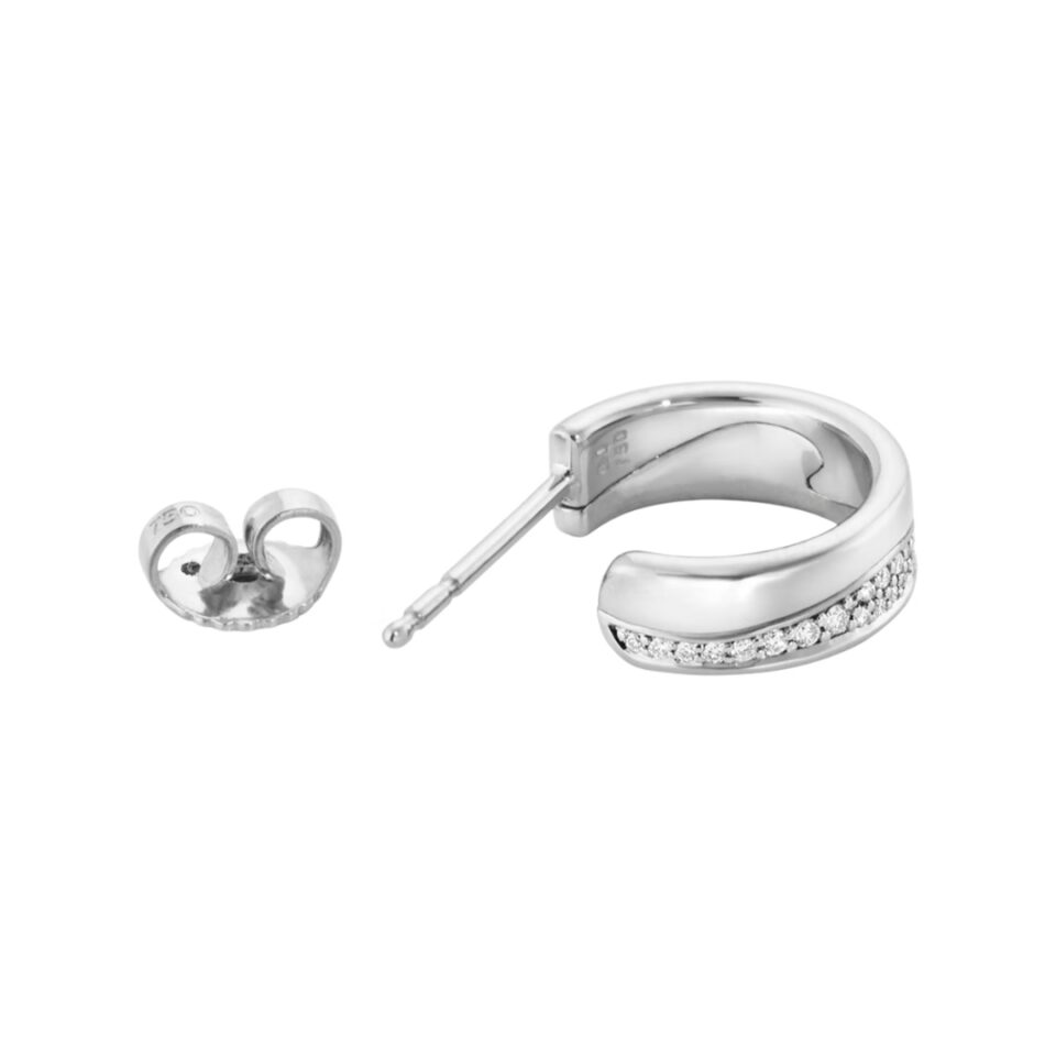 GEORG JENSEN - ØREDOBBER, FUSION HOOPS SMÅ MED DIAMANTER 0,18 CT. HVITT GULL - DETALJER