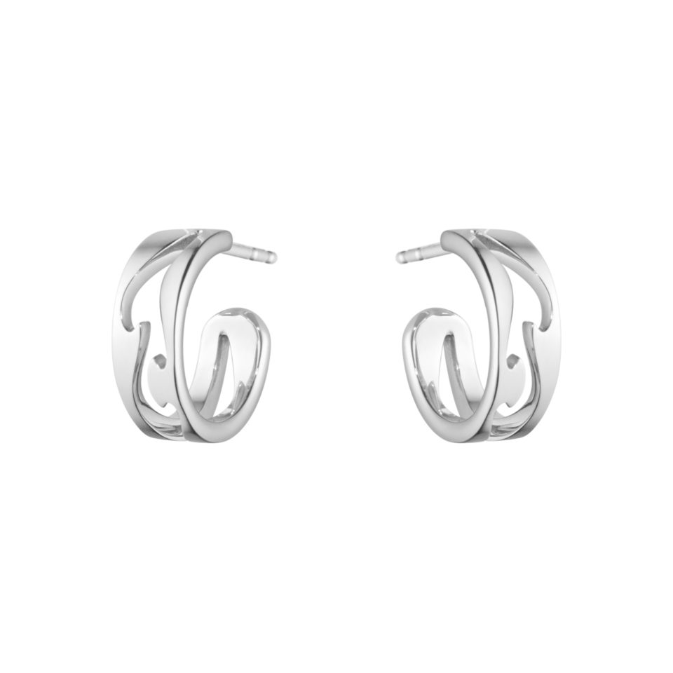 GEORG JENSEN - ØREDOBBER, FUSION HOOPS SMÅ HVITT GULL