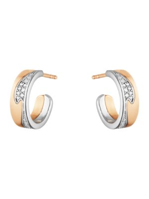 GEORG JENSEN - ØREDOBBER, FUSION HOOPS SMÅ MED DIAMANTER 0,18 CT. ROSÉGULL OG HVITT GULL