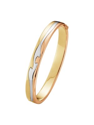 GEORG JENSEN - ARMRING, FUSION BANGLE HVITT GULL, GULT GULL OG ROSÉGULL