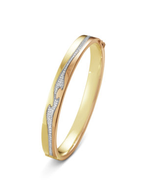 GEORG JENSEN - ARMRING, FUSION BANGLE 0,74-0,75 CT. HVITT GULL, GULT GULL OG ROSÉGULL