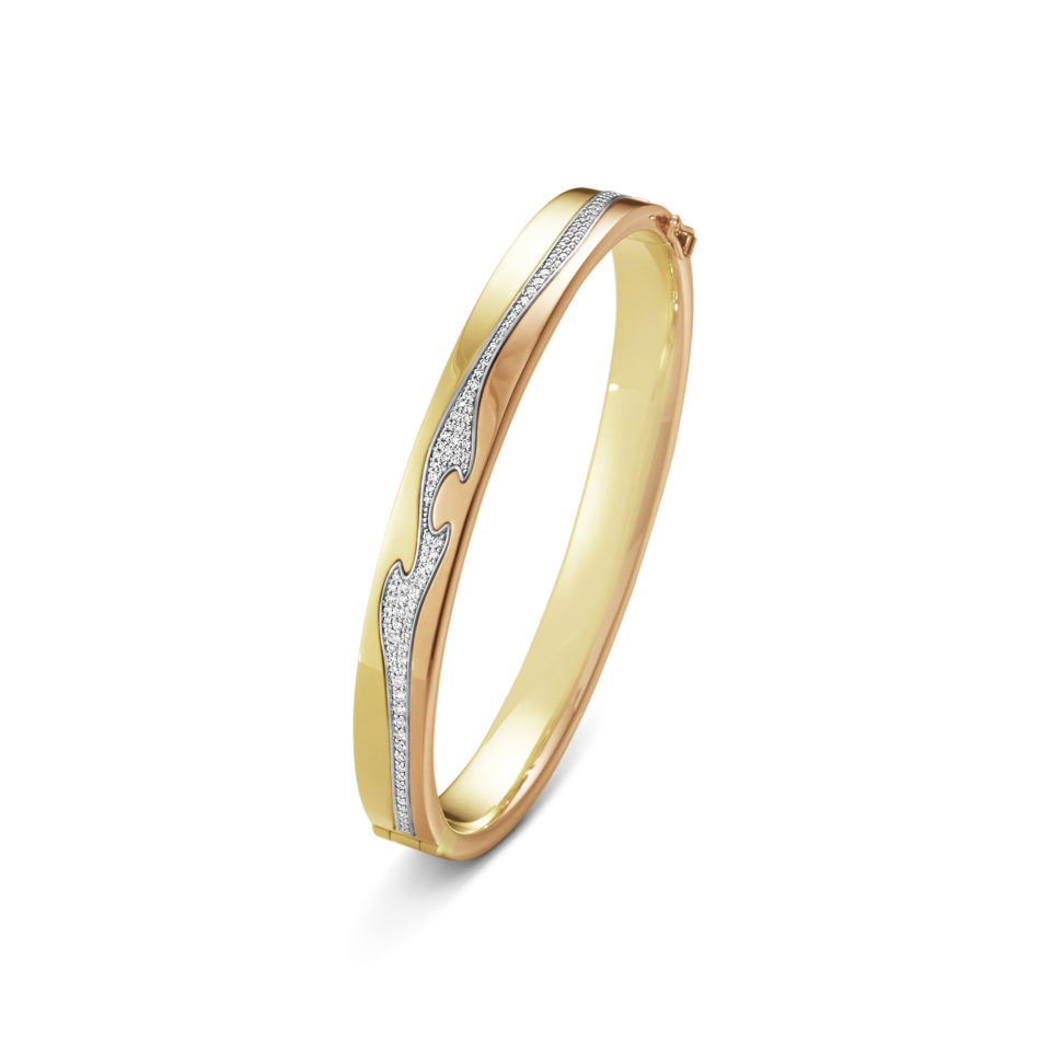 GEORG JENSEN - ARMRING, FUSION BANGLE 0,74-0,75 CT. HVITT GULL, GULT GULL OG ROSÉGULL