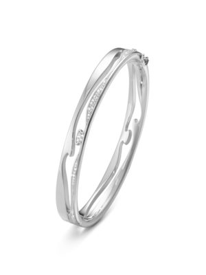 GEORG JENSEN - ARMRING, FUSION ÅPEN BANGLE 0,69-0,77 CT. HVITT GULL
