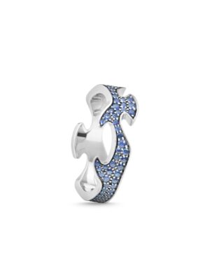 GEORG JENSEN - RING, FUSION CENTERRING BLÅ SAFIRER PAVÉ 0,70-1,11 CT. HVITT GULL