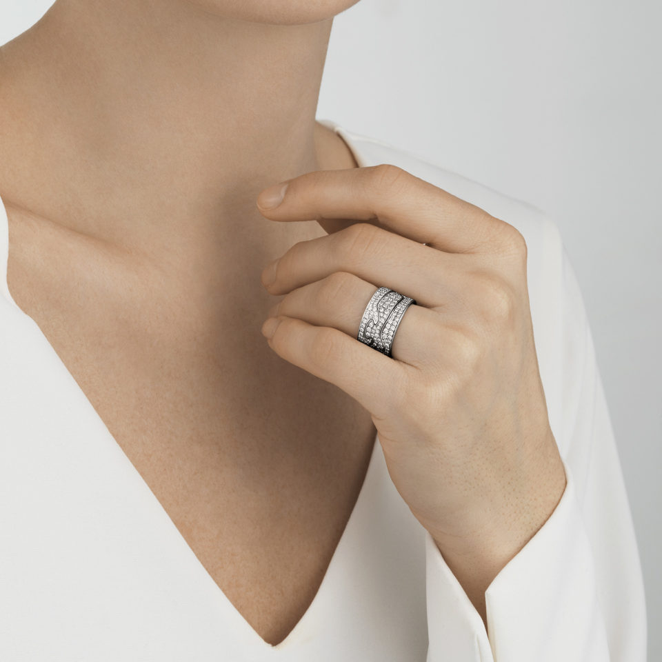 GEORG JENSEN - RING, FUSION ENDERING PAVÉ 0,66-0,99 CT. HVITT GULL - STYLING