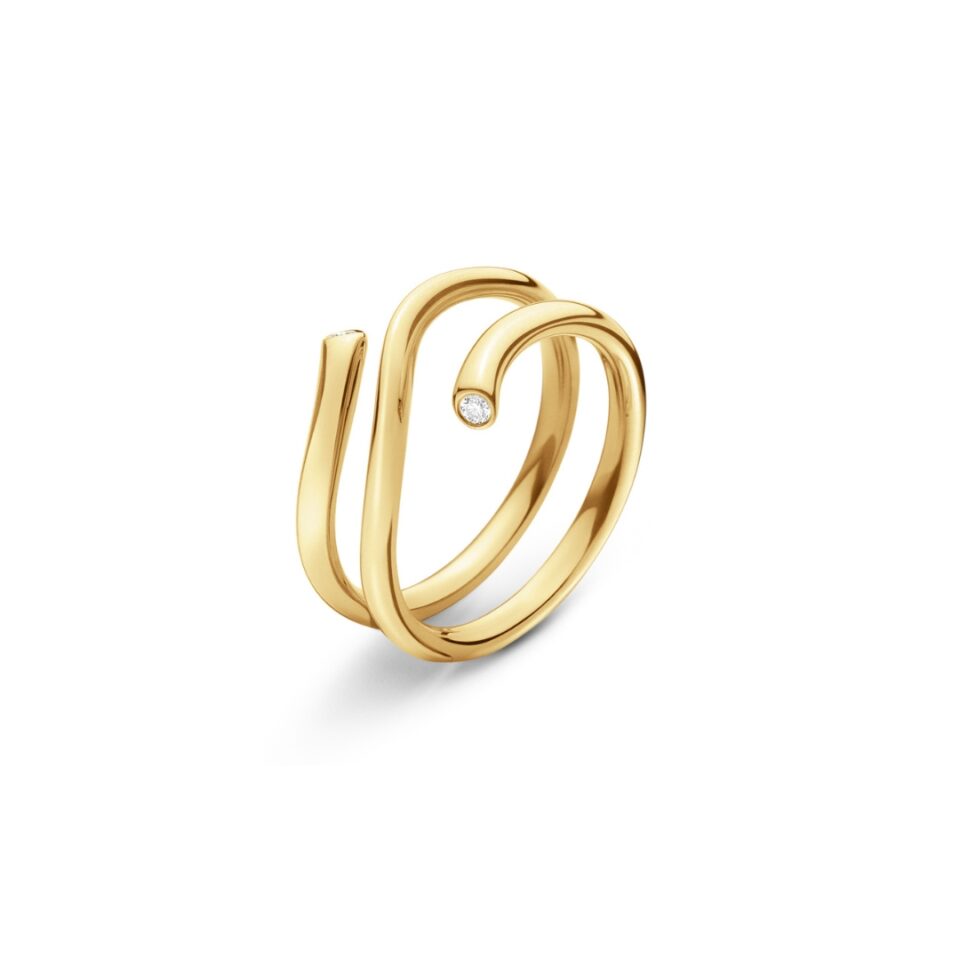 GEORG JENSEN - RING, MAGIC MED 2 BRILLIANTER 0,04 CT. GULT GULL