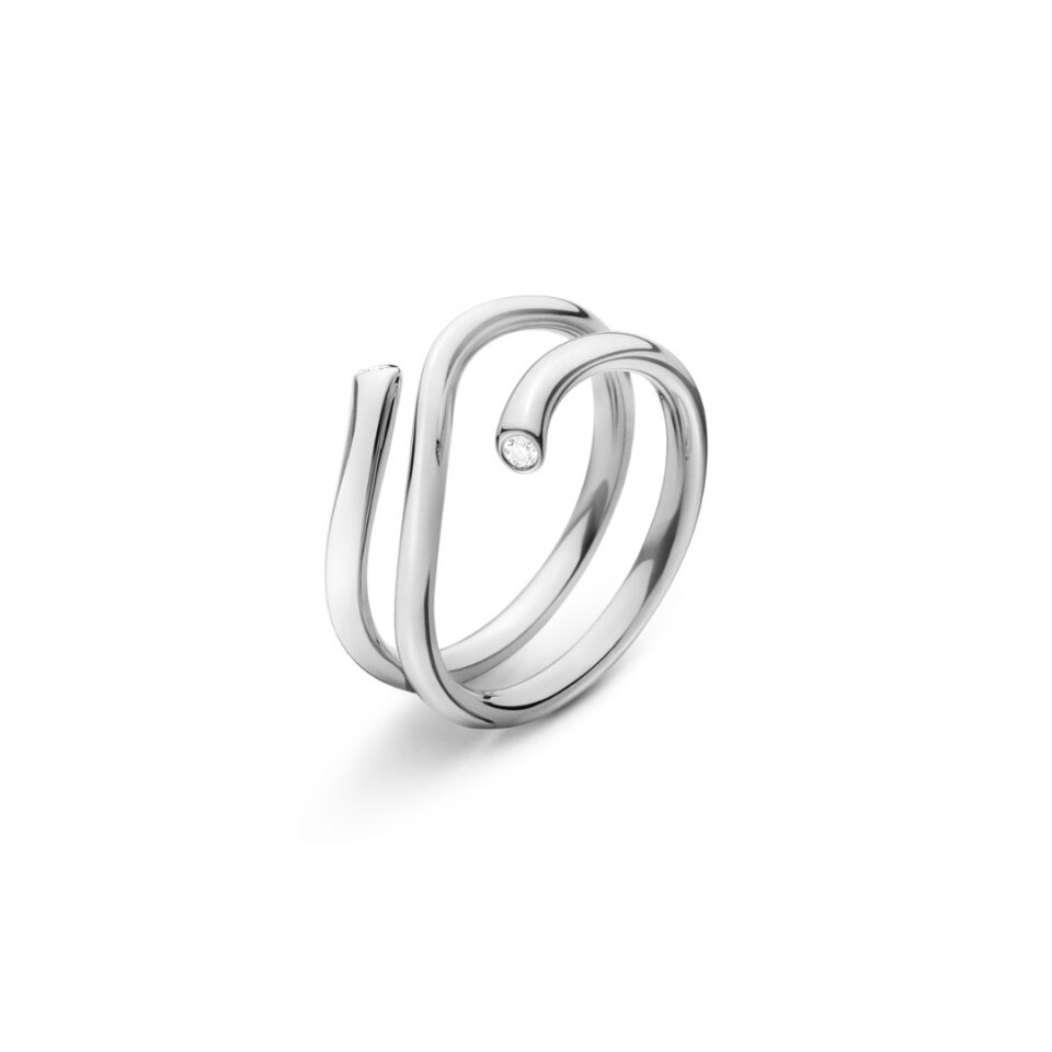 GEORG JENSEN - RING, MAGIC MED 2 BRILLIANTER 0,04 CT. HVITT GULL