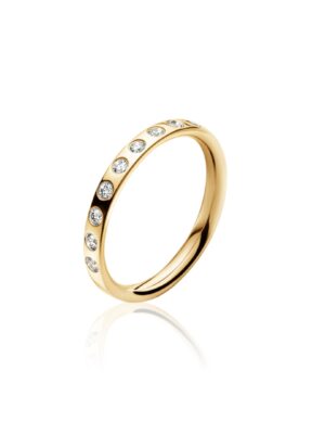 GEORG JENSEN - RING, MAGIC MED 9 BRILLIANTER 0,18 CT. GULT GULL