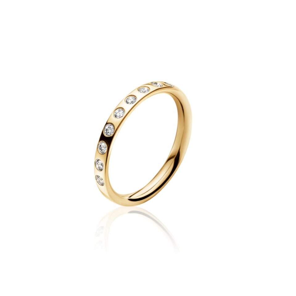 GEORG JENSEN - RING, MAGIC MED 9 BRILLIANTER 0,18 CT. GULT GULL