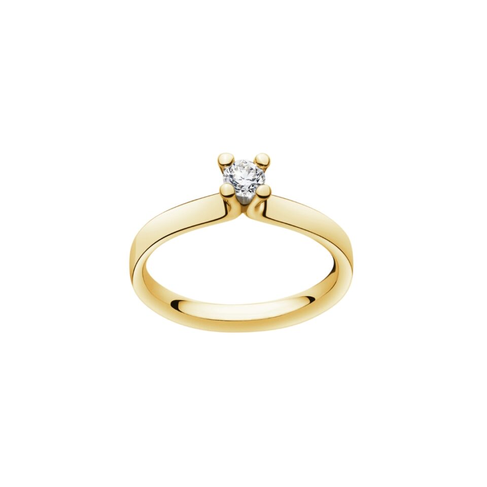 GEORG JENSEN - RING, MAGIC SOLITAIRE 0,20 CT. GULT GULL