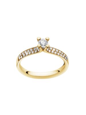 GEORG JENSEN - RING, MAGIC SOLITAIRE MED PAVÉ 0,33 CT. GULT GULL