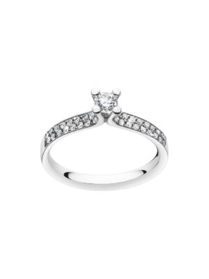 GEORG JENSEN - RING, MAGIC SOLITAIRE MED PAVÉ 0,33 CT. HVITT GULL