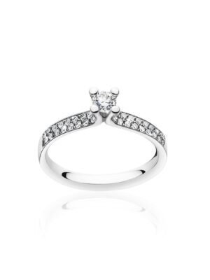 GEORG JENSEN - RING, MAGIC SOLITAIRE MED PAVÉ 0,33 CT. PLATINA