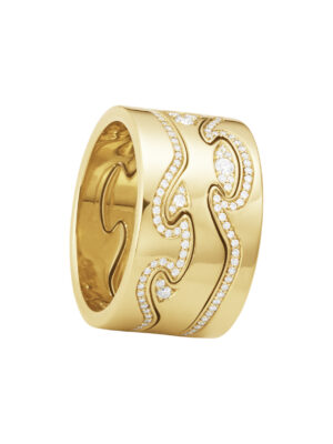 GEORG JENSEN - RING, FUSION CENTERRING MED DIAMANTER 0,09-0,15 CT. GULT GULL - KOMBINASJON