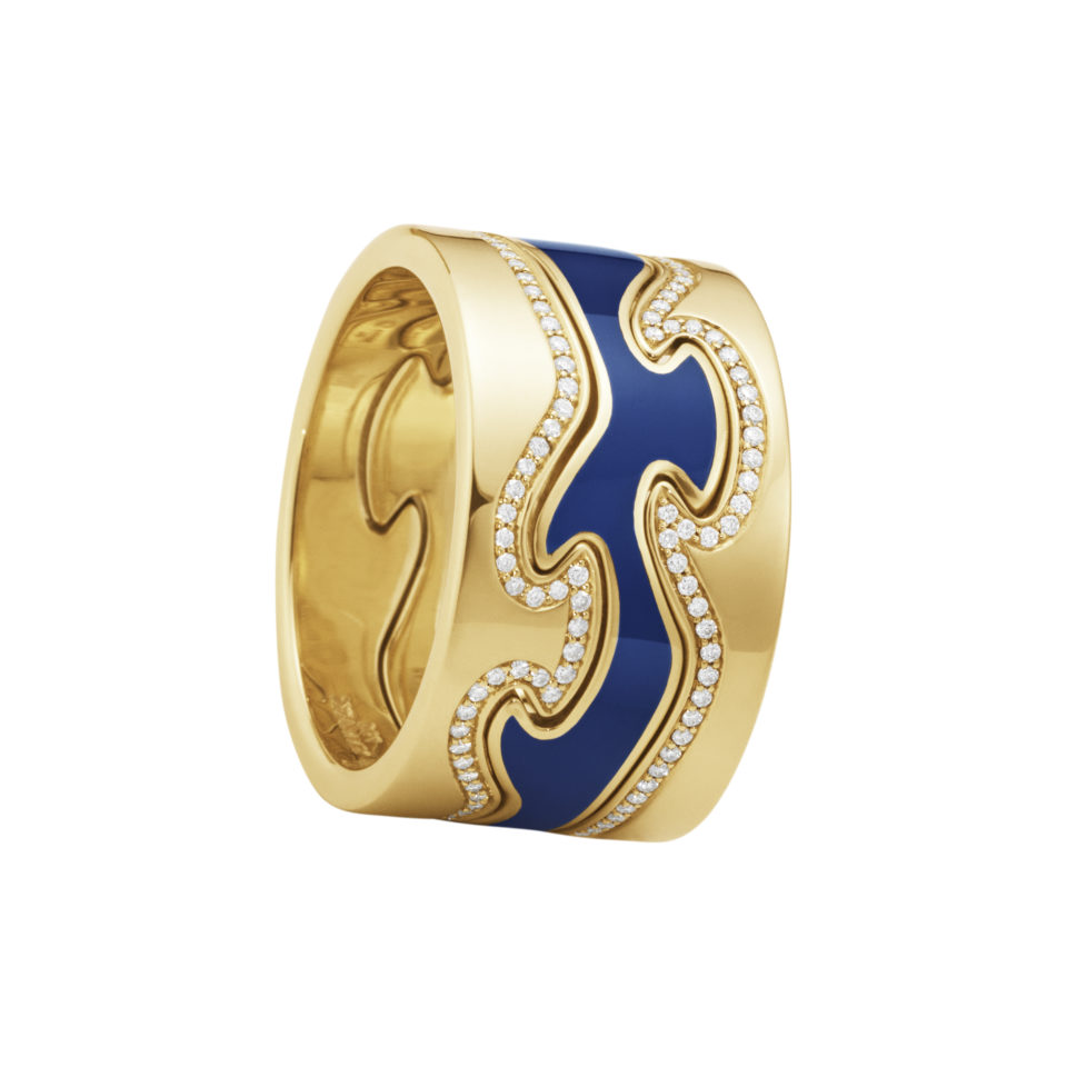GEORG JENSEN - RING, FUSION ENDERING MED DIAMANTER 0,15-0,21 CT. GULT GULL - KOMBINASJON