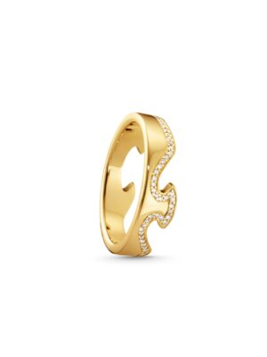GEORG JENSEN - RING, FUSION ENDERING MED DIAMANTER 0,15-0,21 CT. GULT GULL