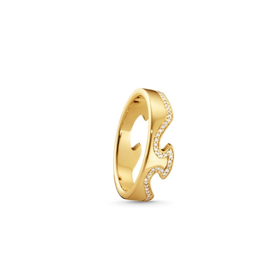 GEORG JENSEN - RING, FUSION ENDERING MED DIAMANTER 0,15-0,21 CT. GULT GULL
