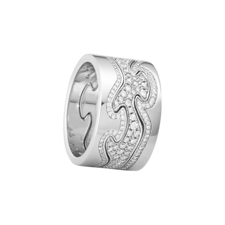 GEORG JENSEN - RING, FUSION ENDERING MED DIAMANTER 0,15-0,21 CT. HVITT GULL - STYLING