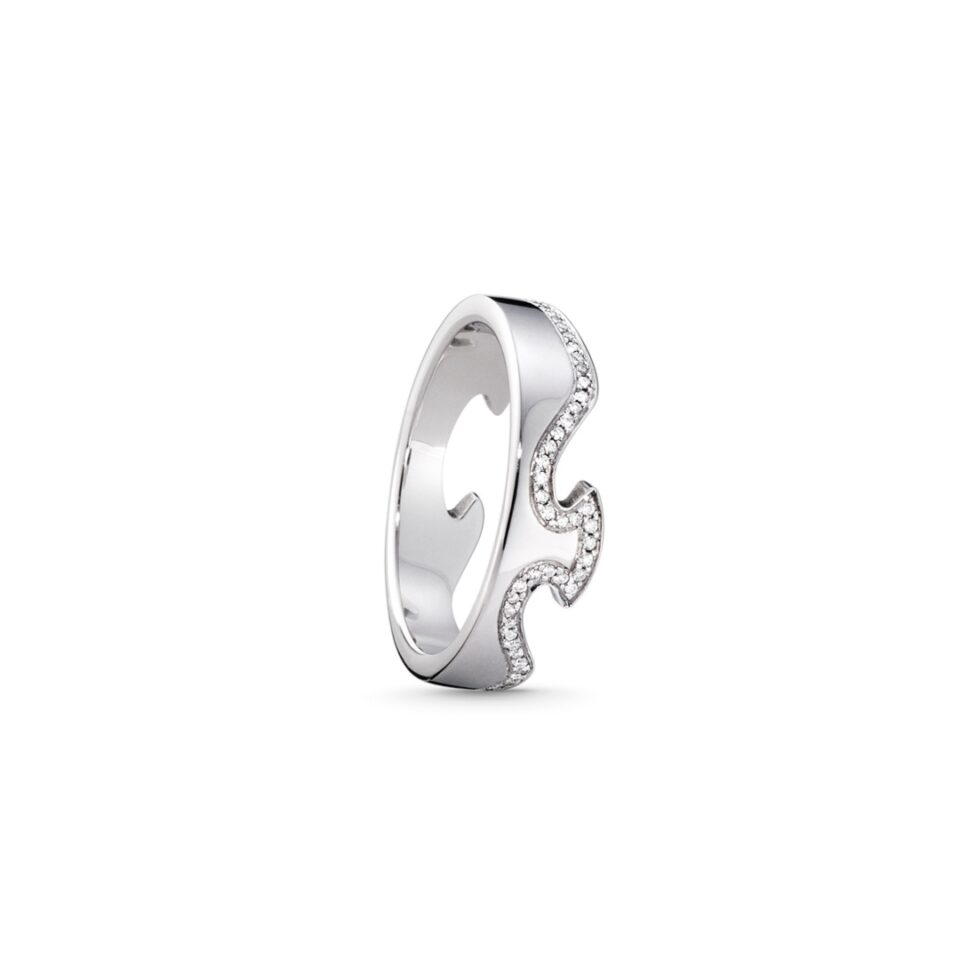 GEORG JENSEN - RING, FUSION ENDERING MED DIAMANTER 0,15-0,21 CT. HVITT GULL
