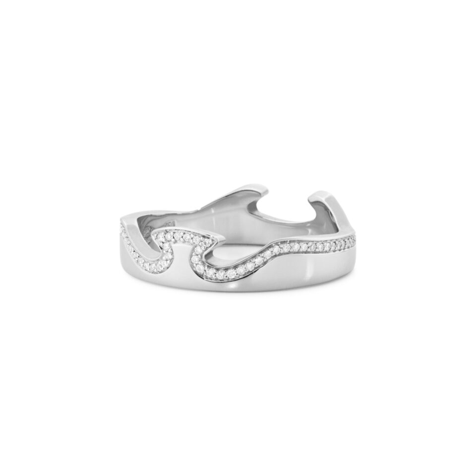 GEORG JENSEN - RING, FUSION ENDERING MED DIAMANTER 0,15-0,21 CT. HVITT GULL - DETALJER