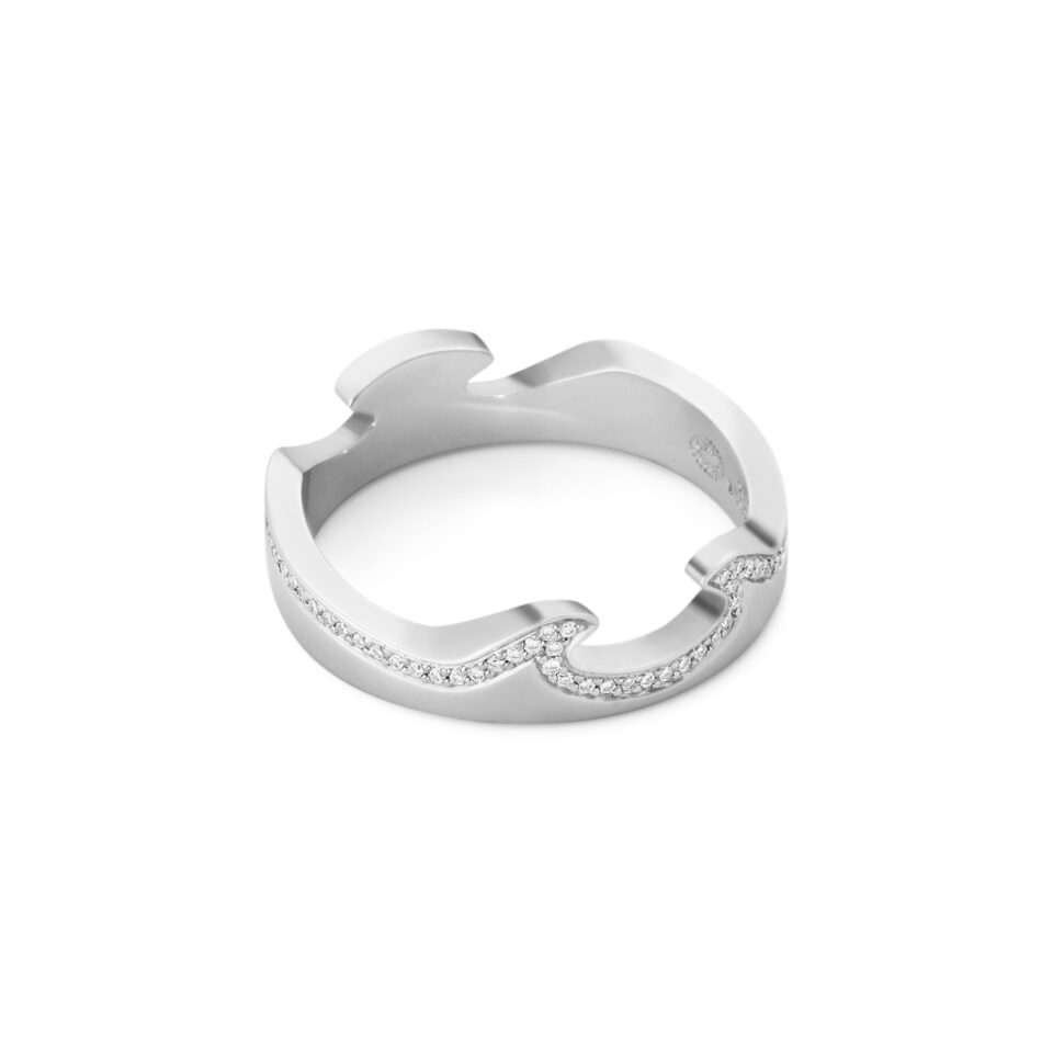 GEORG JENSEN - RING, FUSION ENDERING MED DIAMANTER 0,15-0,21 CT. HVITT GULL - DETALJER