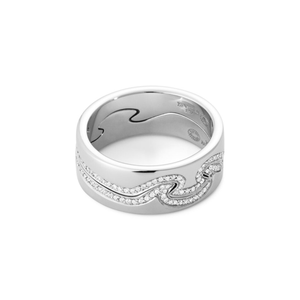 GEORG JENSEN - RING, FUSION ENDERING MED DIAMANTER 0,15-0,21 CT. HVITT GULL - KOMBINASJON