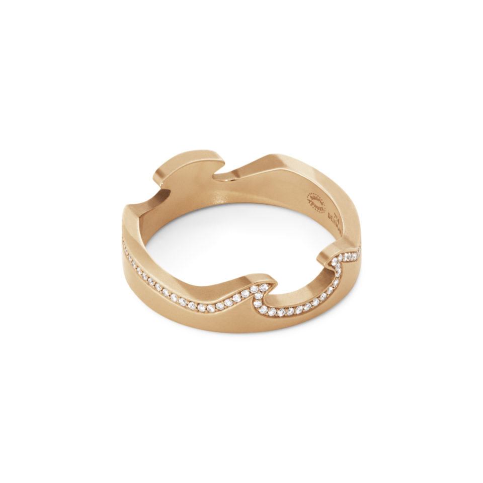 GEORG JENSEN - RING, FUSION ENDERING MED DIAMANTER 0,15-0,21 CT. ROSÉGULL - DETALJER
