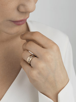 GEORG JENSEN - RING, FUSION ENDERING MED DIAMANTER 0,15-0,21 CT. ROSÉGULL - STYLING