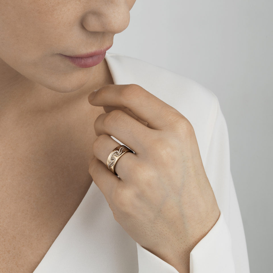 GEORG JENSEN - RING, FUSION ENDERING MED DIAMANTER 0,15-0,21 CT. ROSÉGULL - STYLING