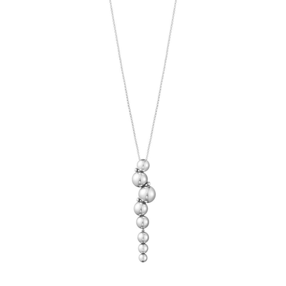 GEORG JENSEN - HALSKJEDE, MOONLIGHT GRAPES ANHENG LANGT 11 PERLER OKSIDERT SØLV