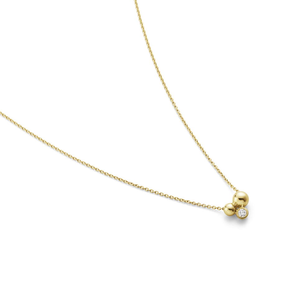 GEORG JENSEN - HALSKJEDE, MOONLIGHT GRAPES ANHENG MED DIAMANT 0,07 CT. GULT GULL - DETALJER