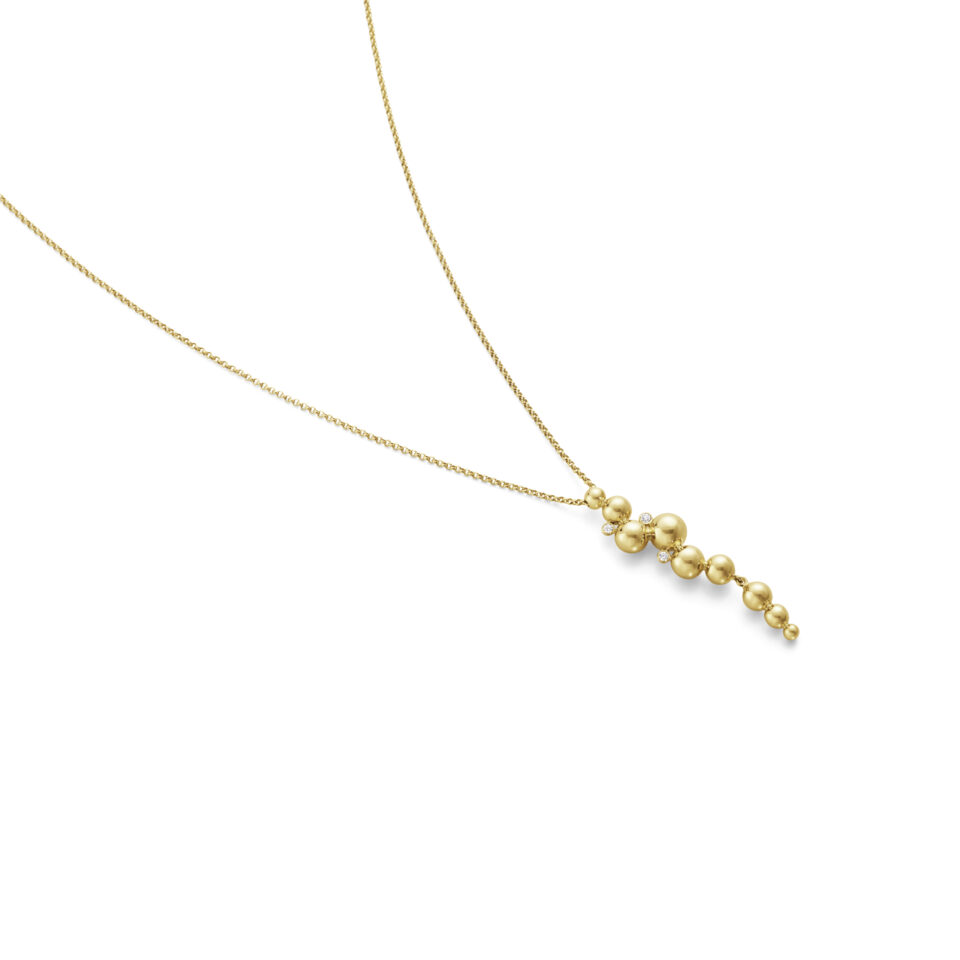GEORG JENSEN - HALSKJEDE, MOONLIGHT GRAPES ANHENG LANGT MED DIAMANTER 0,05 CT. GULT GULL - DETALJER