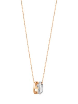 GEORG JENSEN - HALSKJEDE, FUSION ANHENG ÅPEN PAVÉ 0,22 CT. ROSÉGULL OG HVITT GULL
