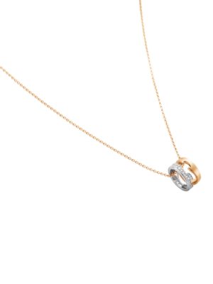 GEORG JENSEN - HALSKJEDE, FUSION ANHENG ÅPEN PAVÉ 0,22 CT. ROSÉGULL OG HVITT GULL - DETALJER