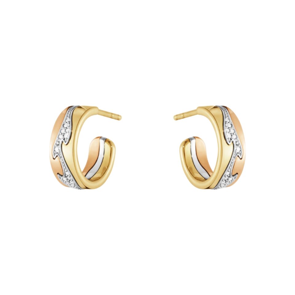 GEORG JENSEN - ØREDOBBER, FUSION HOOPS SMÅ MED DIAMANTER 0,08 CT. MULTI