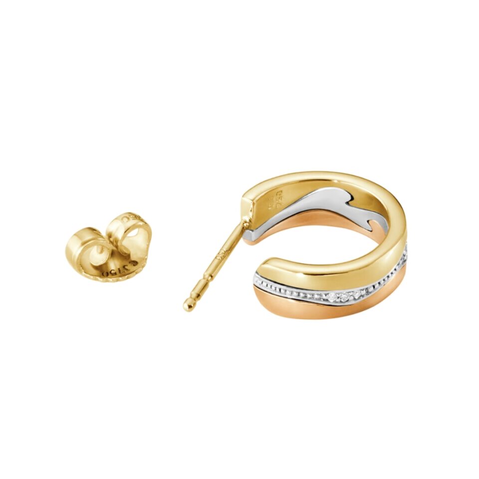GEORG JENSEN - ØREDOBBER, FUSION HOOPS SMÅ MED DIAMANTER 0,08 CT. MULTI - DETALJER