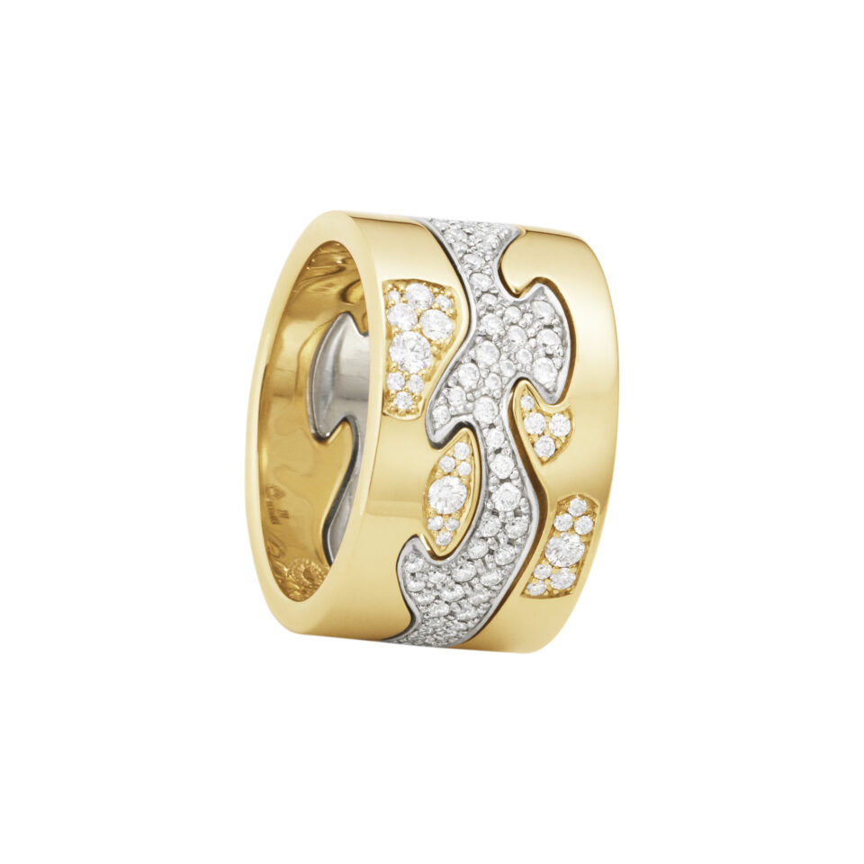 GEORG JENSEN - RING, FUSION ENDERING AB MED DIAMANTER 0,05-0,11 CT. GULT GULL - KOMBINASJON